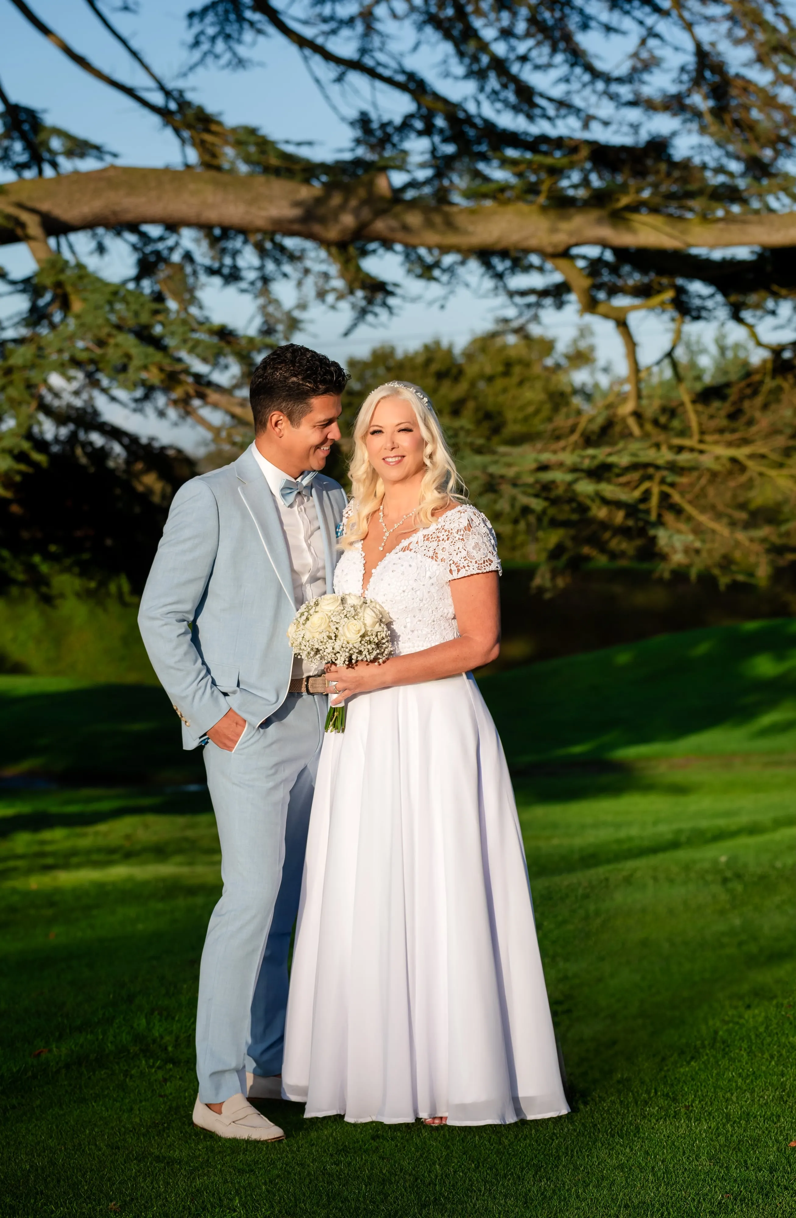 Bride and groom portrait at Dyrham Park